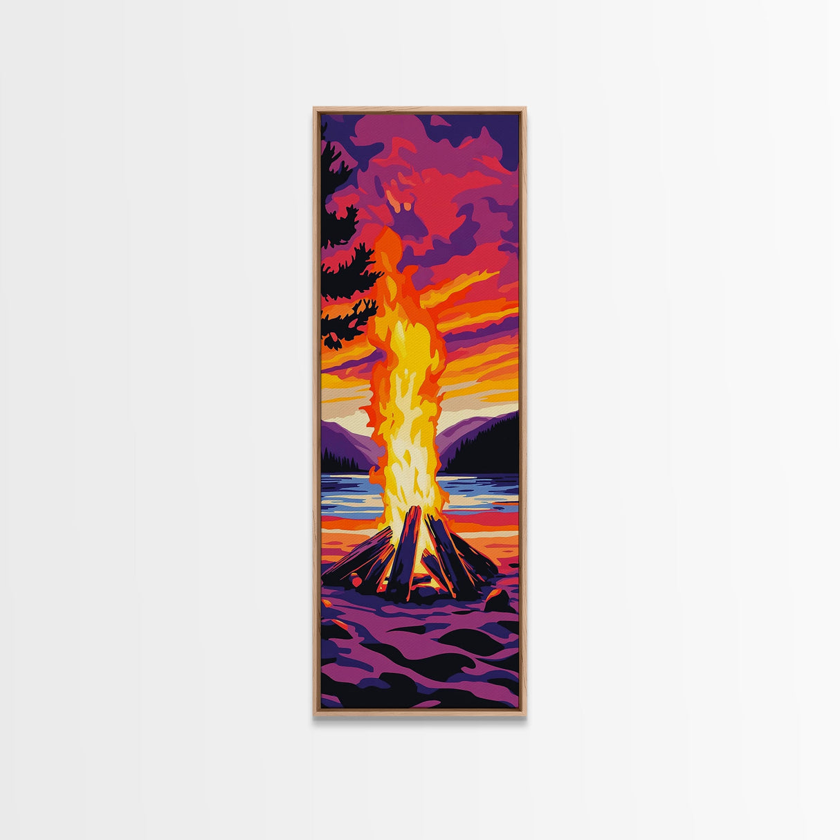 Sunset Campfire Canvas Print, landscape painting, moody art, southwest wall art, mountain painting, coastal décor, rustic décor, gift idea him