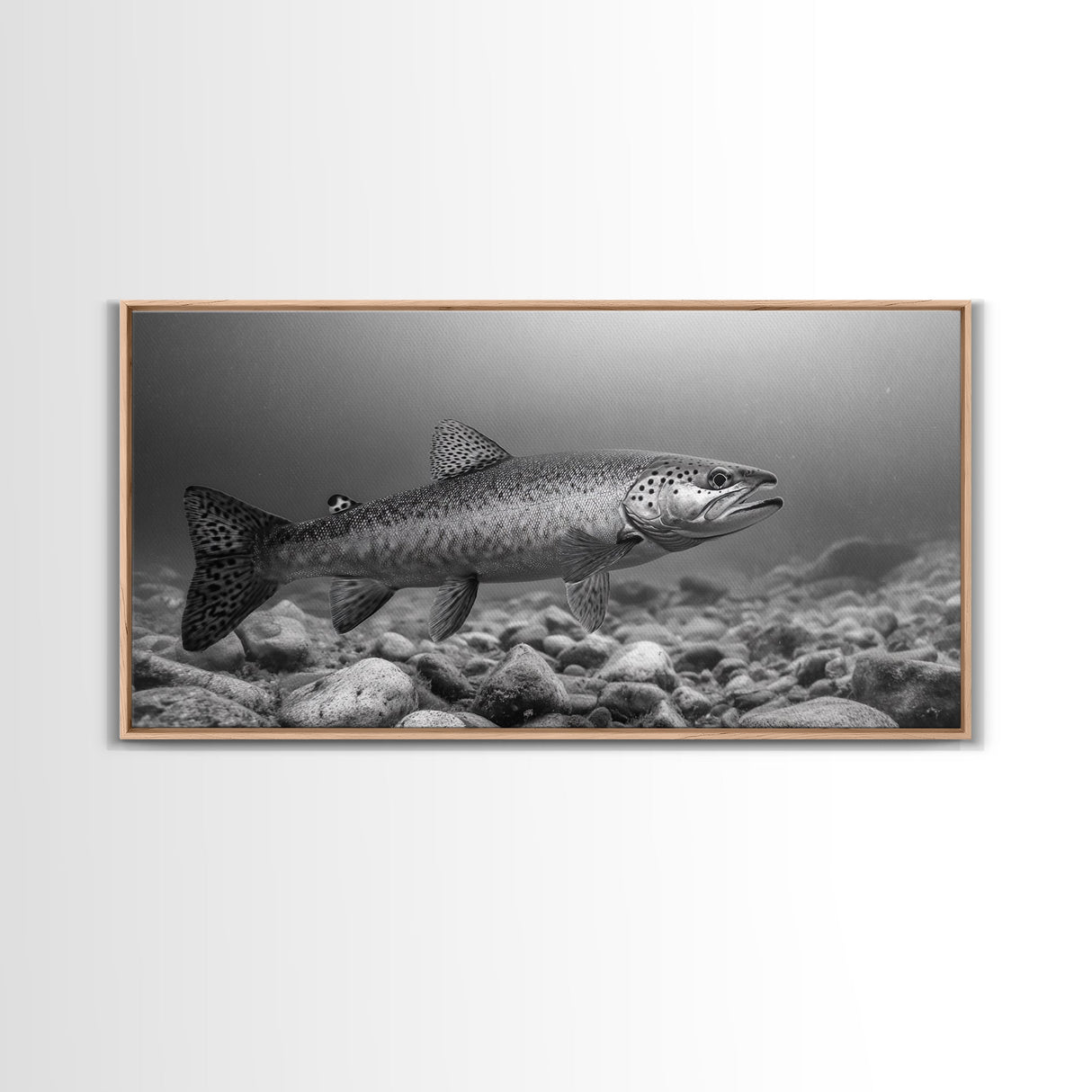 Trout, Fly Fishing Art, Rustic Decor, Coastal Wall Art, Lake Tahoe Art, Fishing Art, Nautical Painting, Framed Canvas Print
