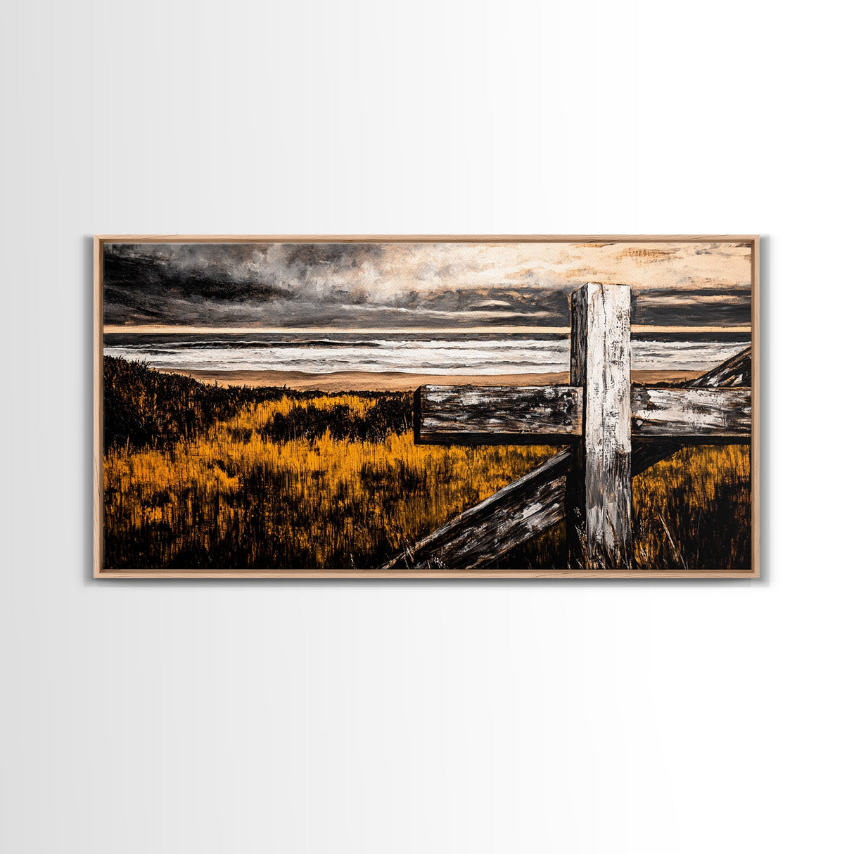 Rustic Cross, coastal landscape art, farmhouse art, nautical wall art, inspirational wall decor, beach house decor, Canvas Print