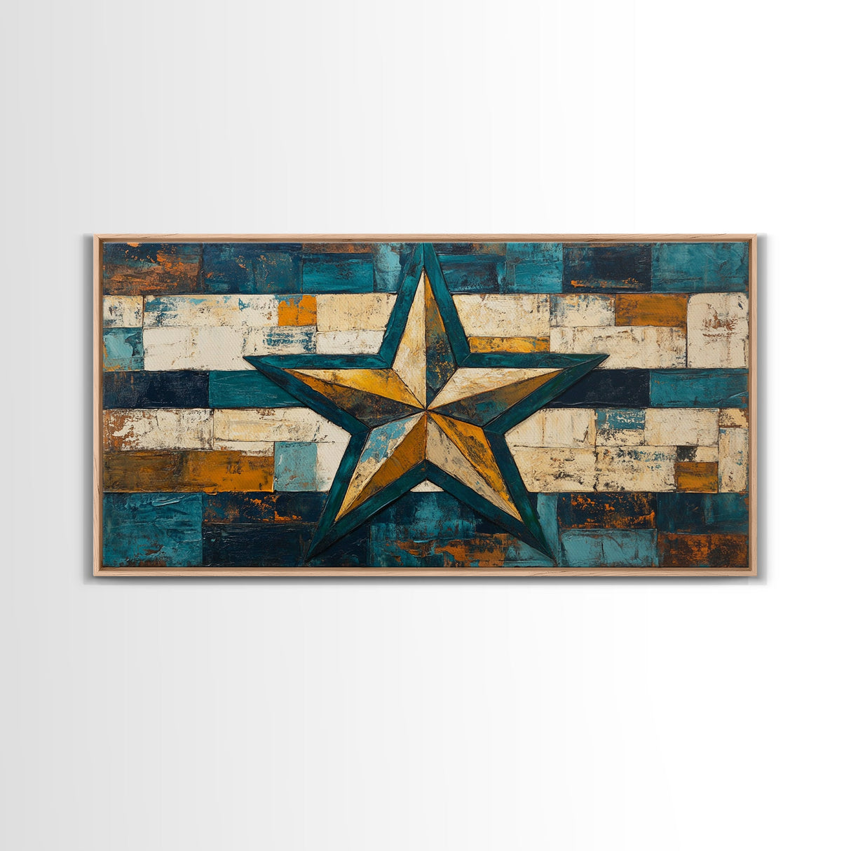 Lone Star Art, Framed Canvas Print, Rustic Wall Art, Southwest Wall Art, Geometric Wall Art, Extra Wide Art, Above Couch Art, Farmhouse Decor