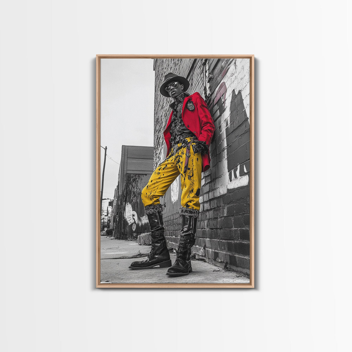 Urban fashion, chicano art, graffiti wall art, framed canvas print, moody cityscape, street style, afrocentric wall art, edgy decor