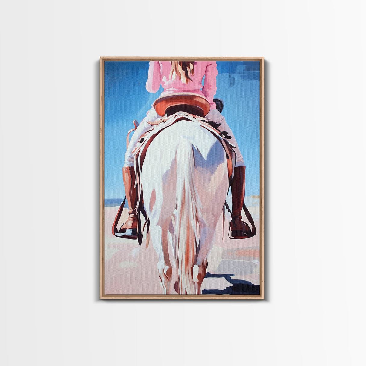 Cowgirl riding horse, vintage horse art, rustic wall art, southwest wall art, coastal cowgirl wall art, framed canvas print, moody art