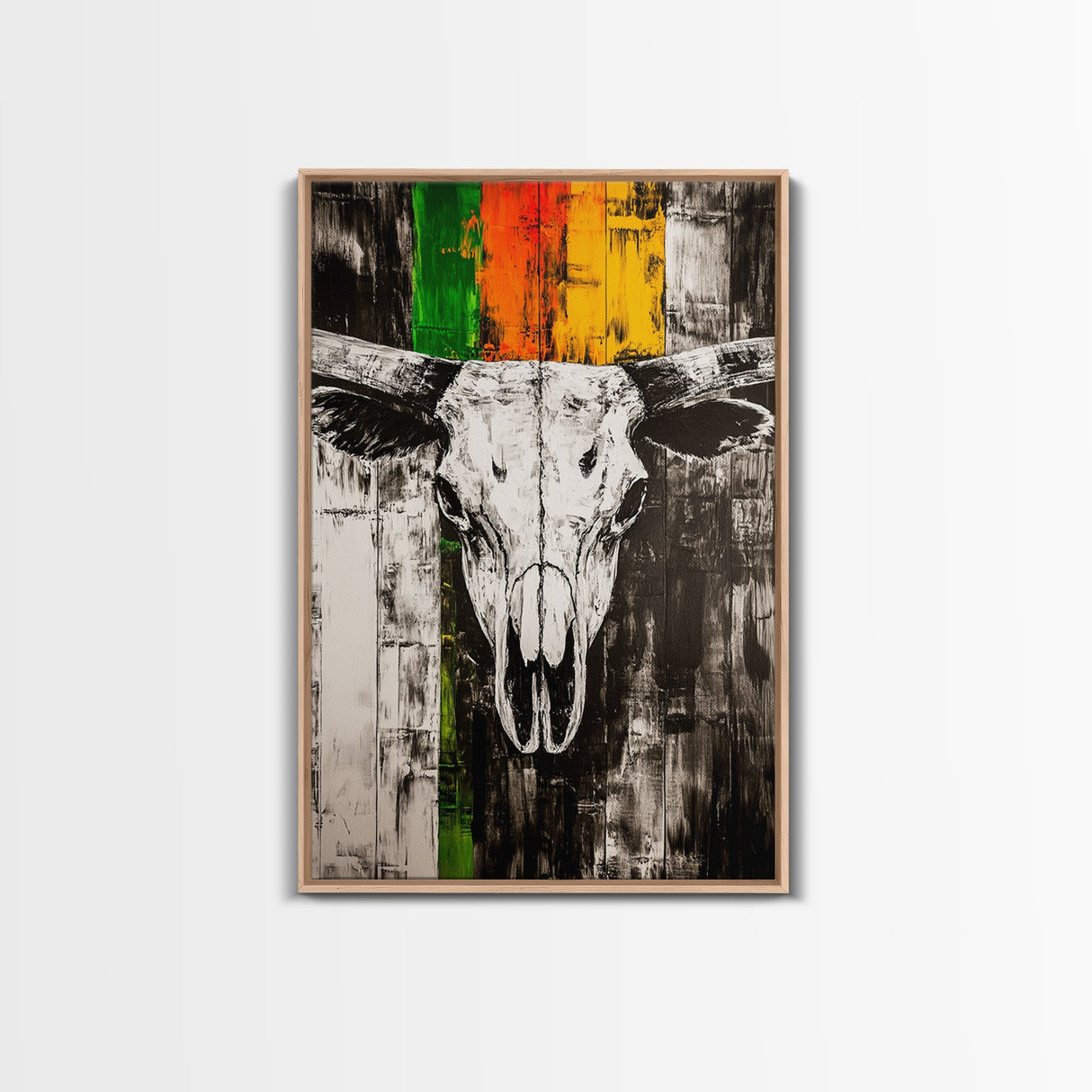 Floral Skull Art, Wildflower Painting, Rustic Decor, Boho Art, Framed Canvas Print, Farmhouse Wall Art, Southwest Aesthetic, Bedroom Art, Gift Idea