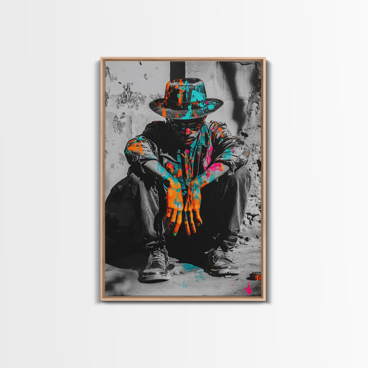 Colorful Cowboy, Graffiti Wall Art, Chicano Art, Modern Western Art, Moody Art, Rustic Decor, Urban Art, Canvas Print, Gift Idea