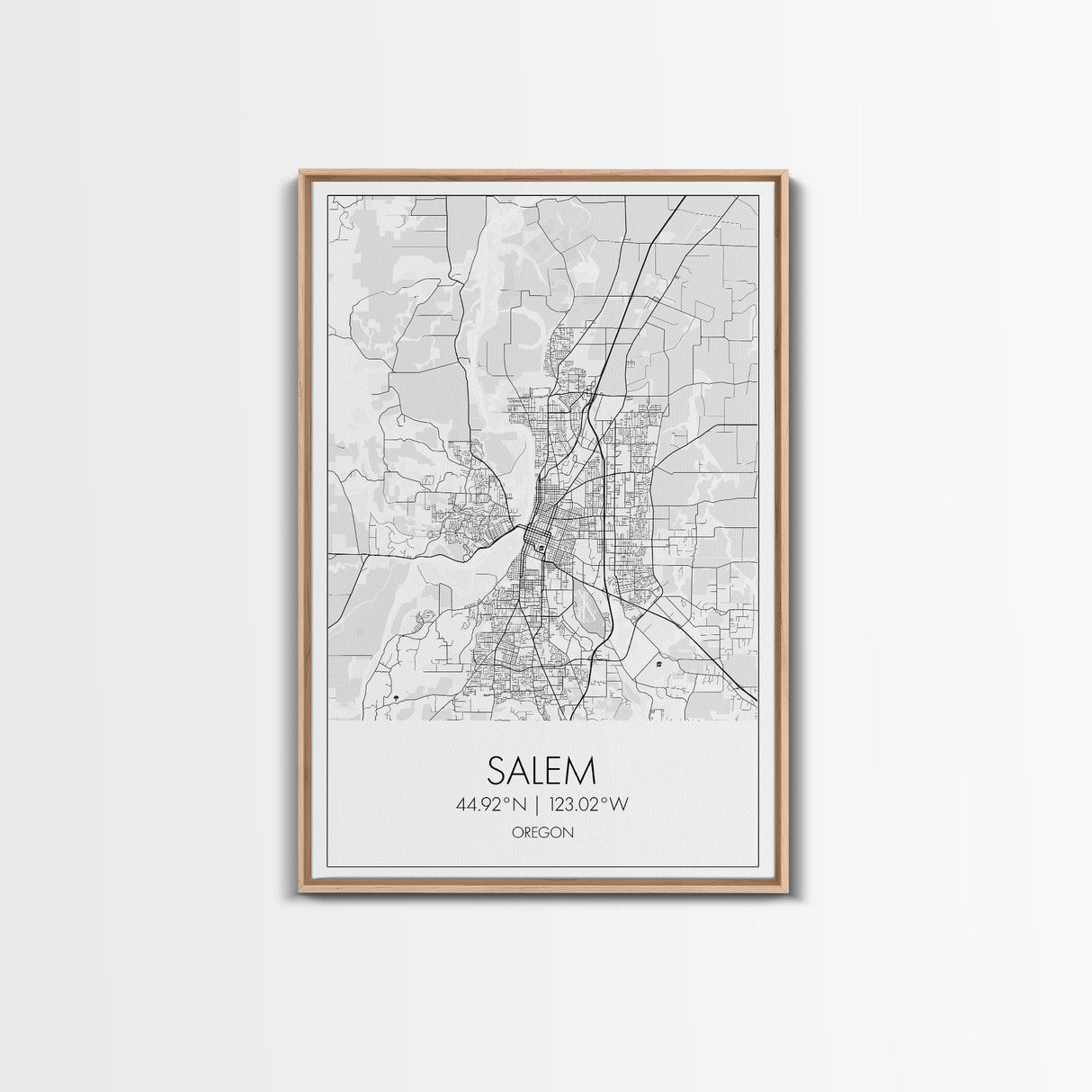 Salem Street Map, Oregon Map, City Map Art, Minimalist Art, Wall Art, Canvas Print, Dorm Room Décor, Graduation Gift, Travel Wall Print