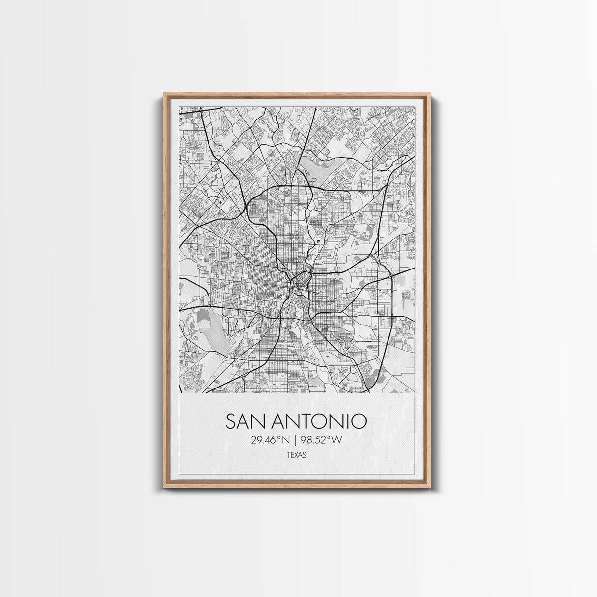 San Antonio Street Map, Texas Map, City Map Art, Minimalist Art, Wall Art, Canvas Print, Black And White Art, Travel Print, Family Gift