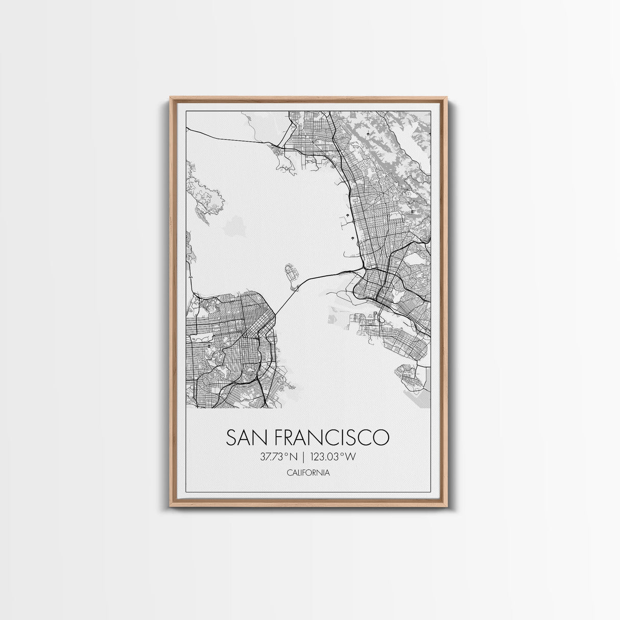 San Francisco Street Map, California Map, City Map Print, Minimalist Art, Wall Art, Canvas Print, Family Room Décor, Gift For Travelers