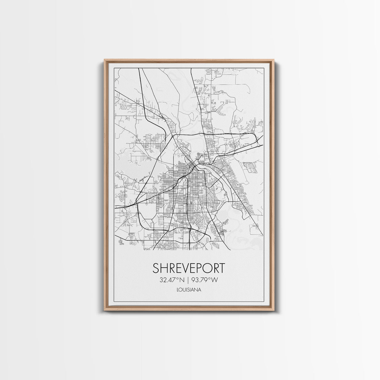 Shreveport Street Map, Louisiana Map, City Map Print, Minimalist Art, Wall Art, Canvas Print, Wall Decoration, Aviation Gift, Travel Décor