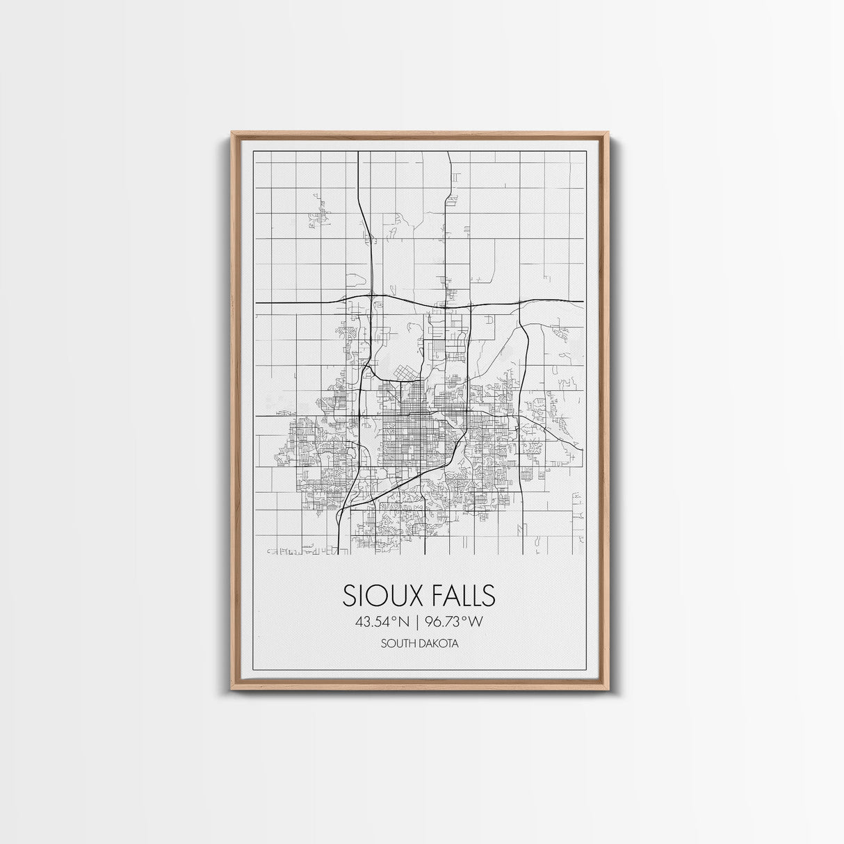 Sioux Falls Street Map, South Dakota Map, City Map Print, Minimalist Art, Wall Art, Canvas Print, Dorm Room Décor, Gifts For Her