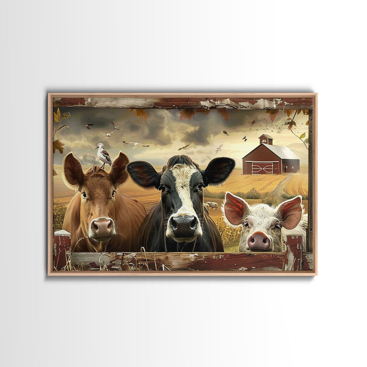 Cute Farmhouse Animal Print, Window Art, Wall Art, Home Decor, Wall Decor, Cute Farmhouse Kitsch Living Room Art