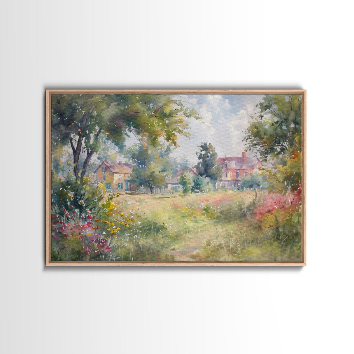 Wild Flowers And Old Barns, Furniture and Decor for Living Room, Framed Canvas Print, Home Decor Wall Art For Living Room, Decor Home