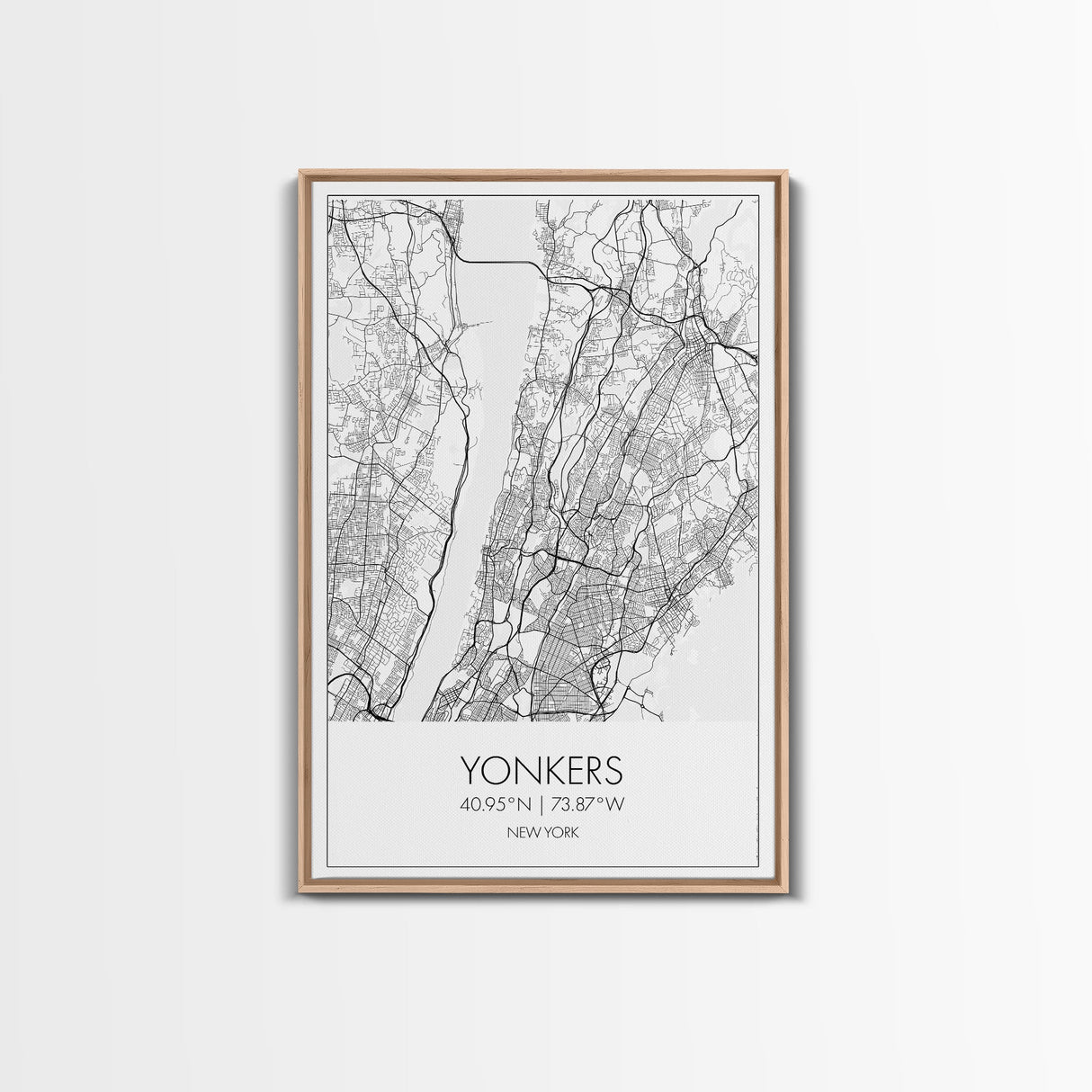 Yonkers Street Map, New York Map, City Map Print, Minimalist Art, Wall Art, Canvas Print, Travel Wall Art, Map Gift, Dorm Room Decor