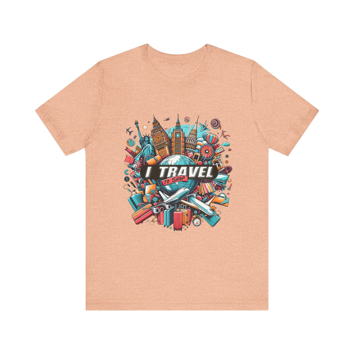 "I Travel To Shop" full color T-shirt