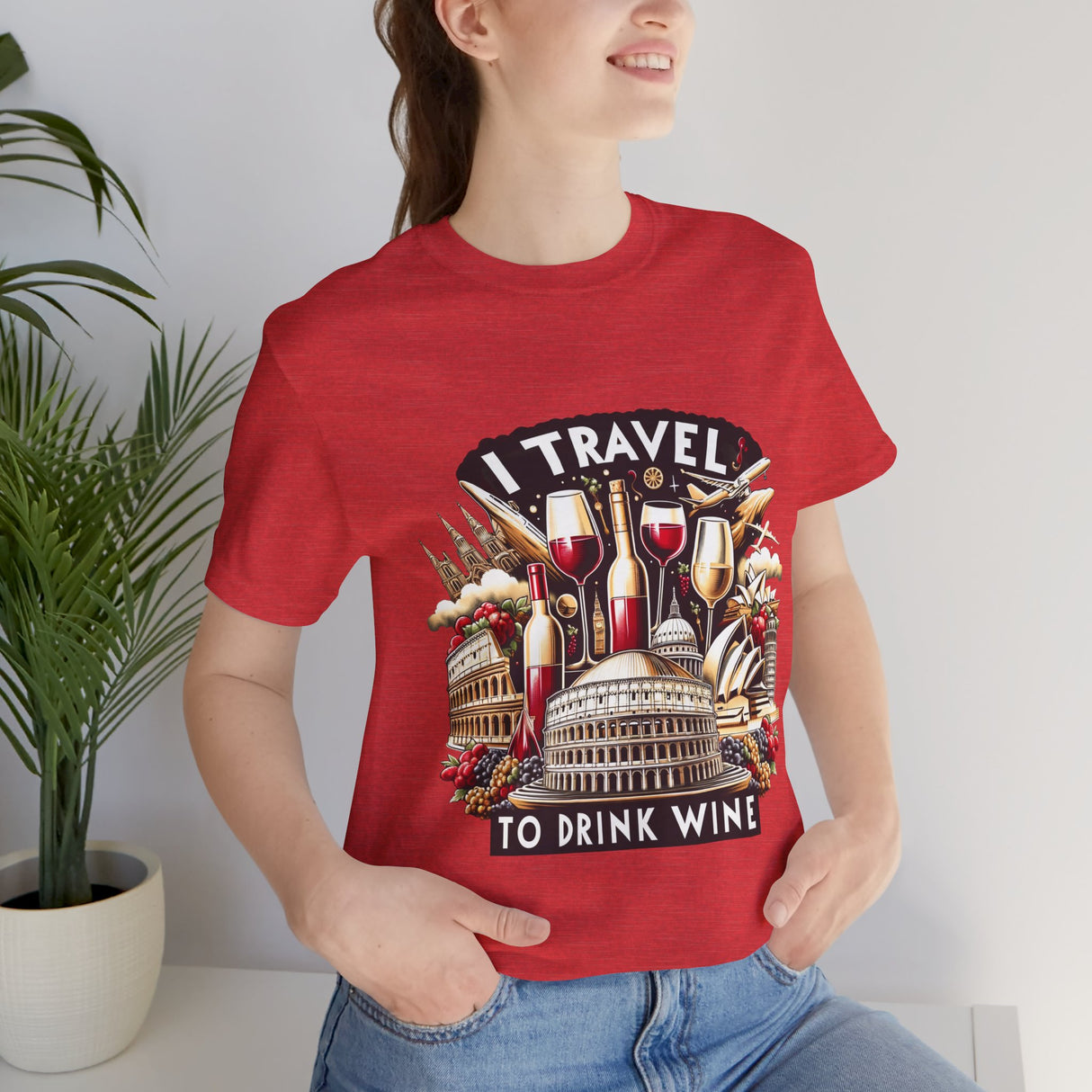 "I Travel to Drink Wine" full color T-shirt