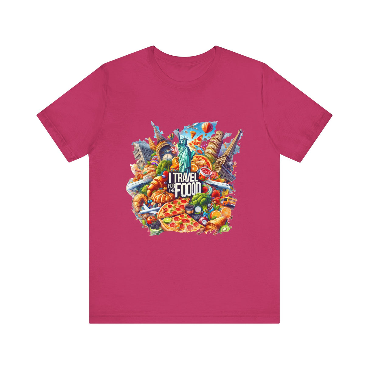 Camiseta "I Travel for The Food" a todo color