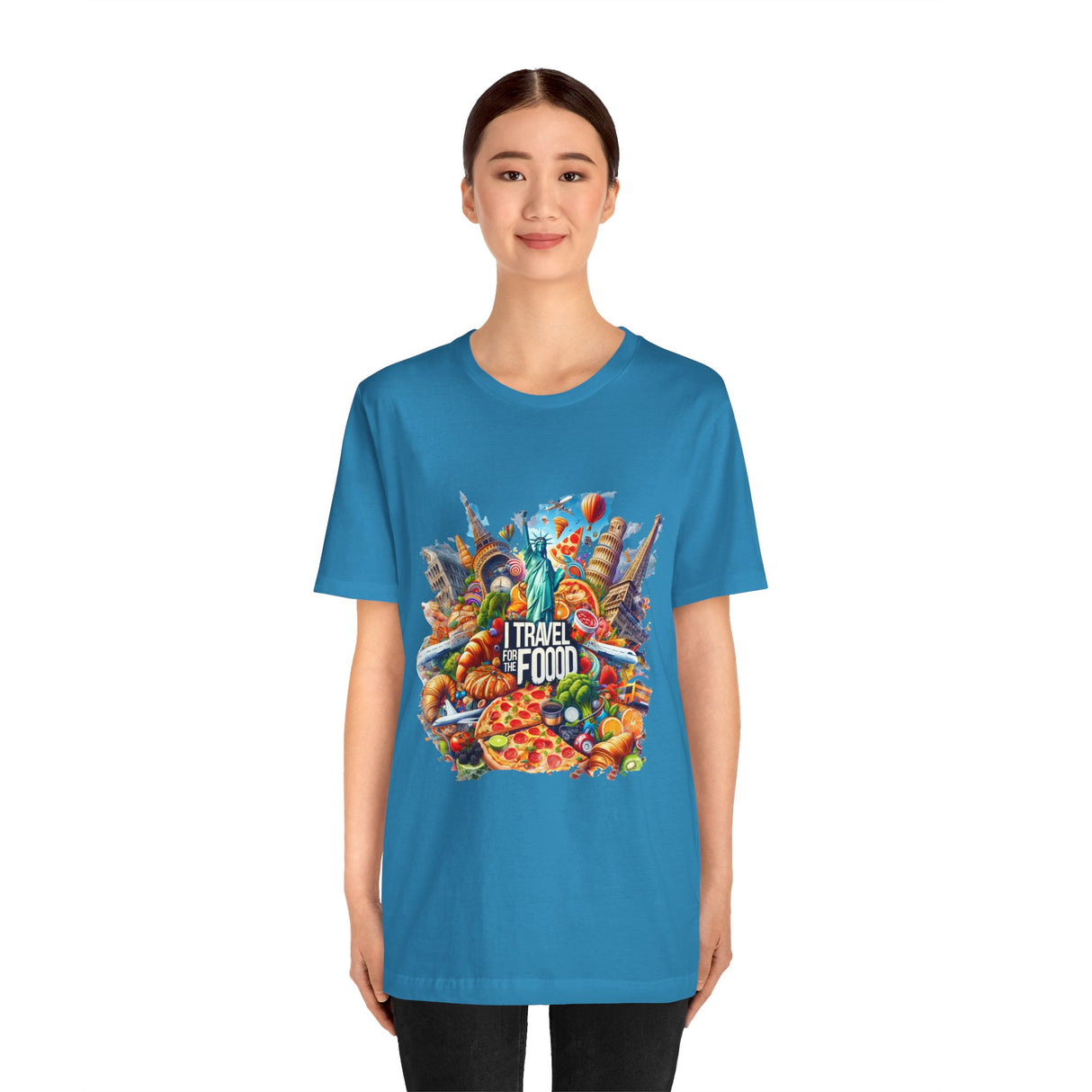 Camiseta "I Travel for The Food" a todo color