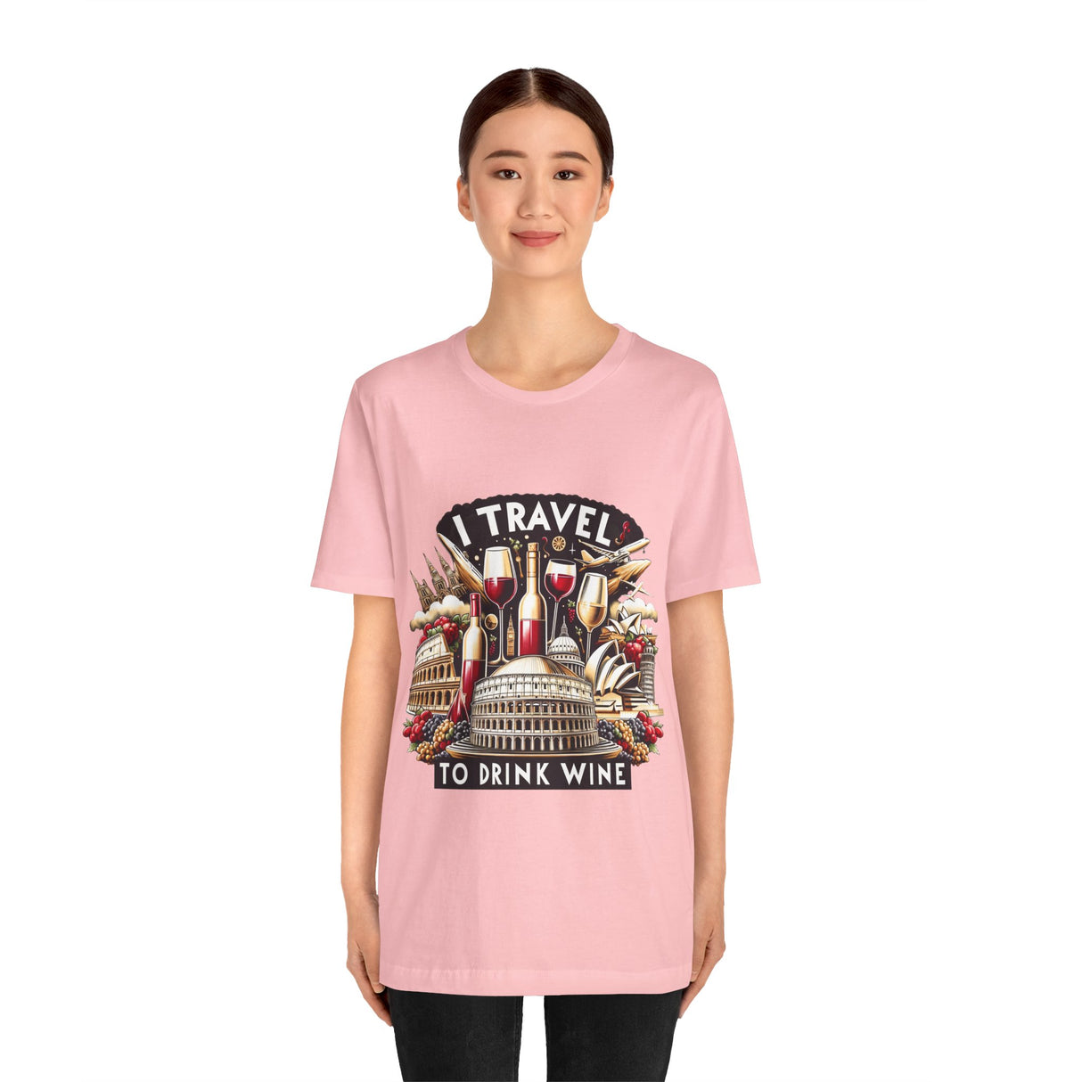 "I Travel to Drink Wine" full color T-shirt