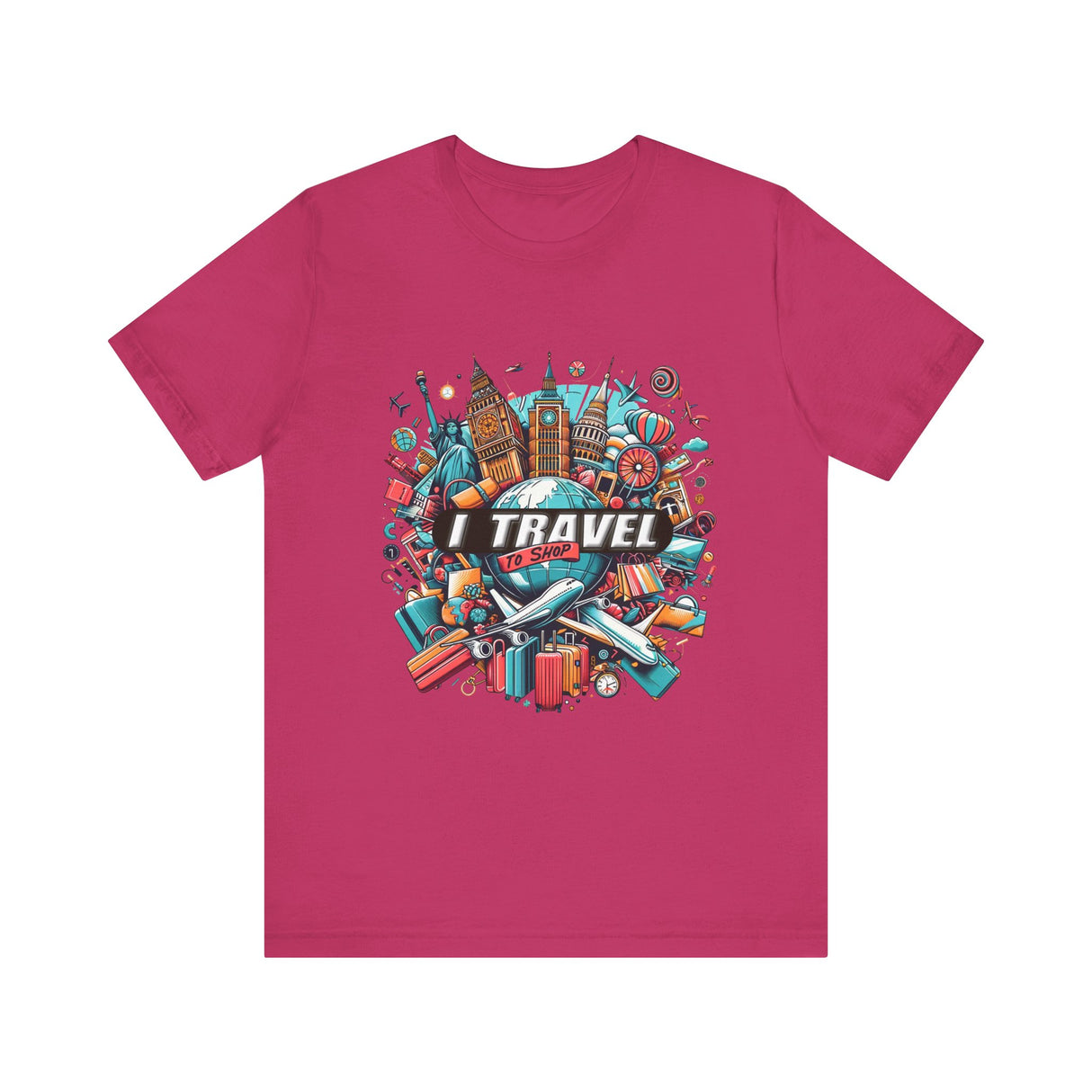 "I Travel To Shop" full color T-shirt