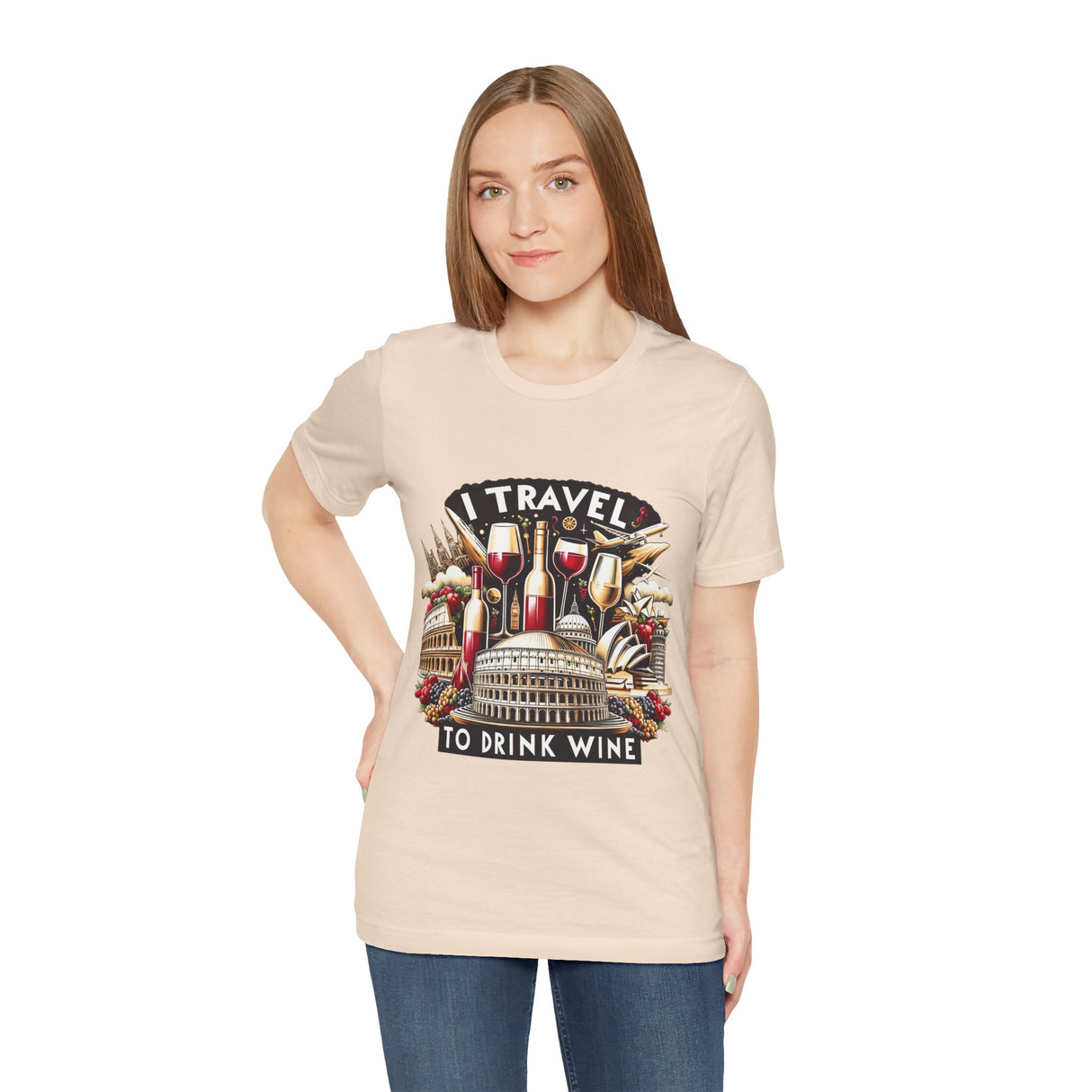 "I Travel to Drink Wine" full color T-shirt