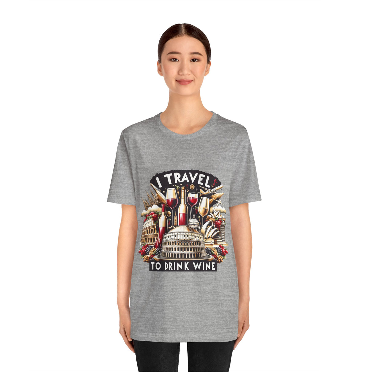 "I Travel to Drink Wine" full color T-shirt