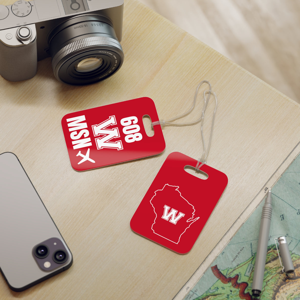 Madison Wisconsin, Area Code / Airport Tag for Bags and Luggage - 608 / MSN & College Wl