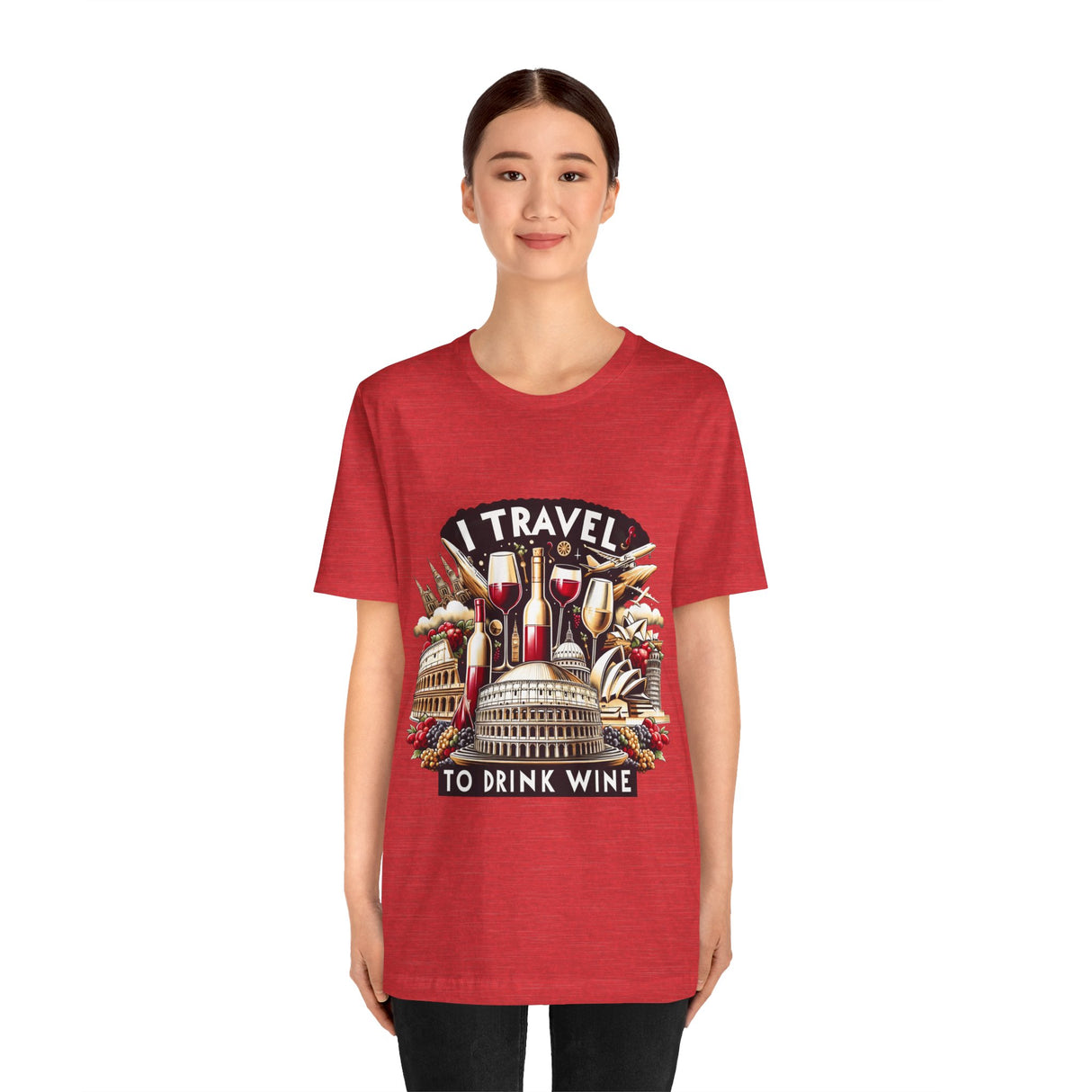 "I Travel to Drink Wine" full color T-shirt