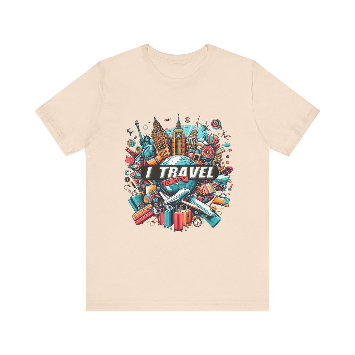 "I Travel To Shop" full color T-shirt