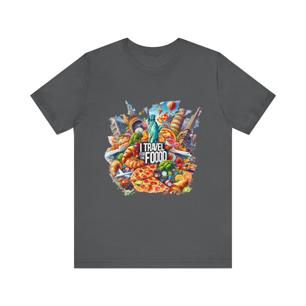 Camiseta "I Travel for The Food" a todo color