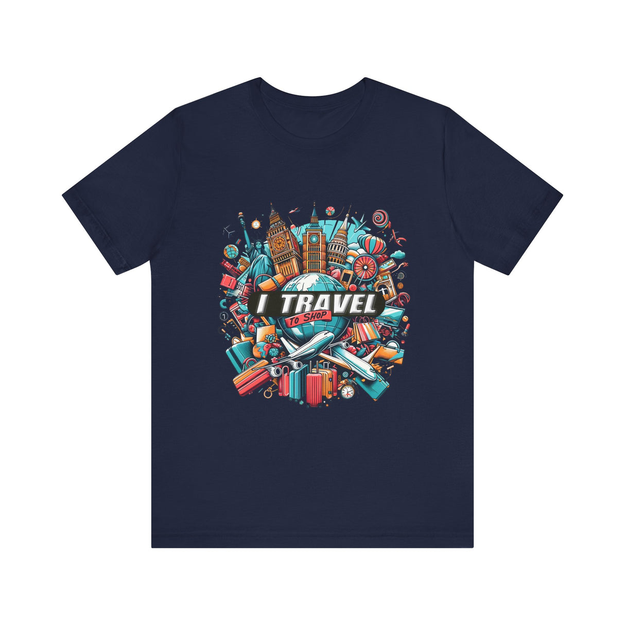 "I Travel To Shop" full color T-shirt