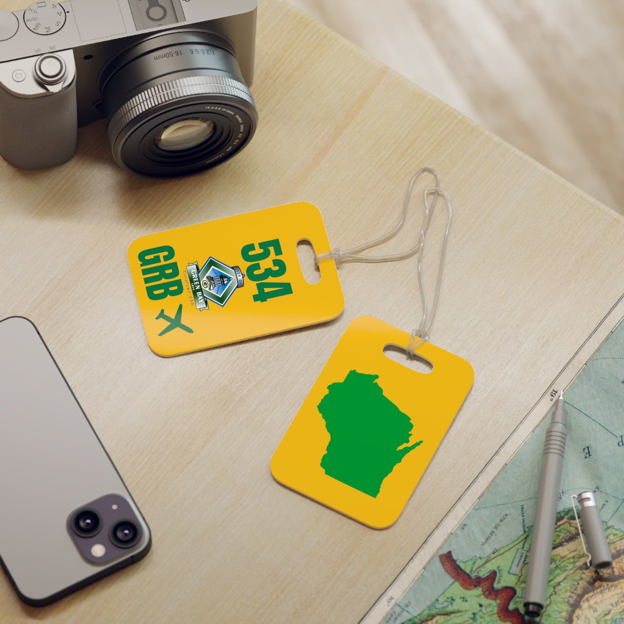 Green Bay Wisconsin, Area Code / Airport Tag for Bags and Luggage - 534 / GRB