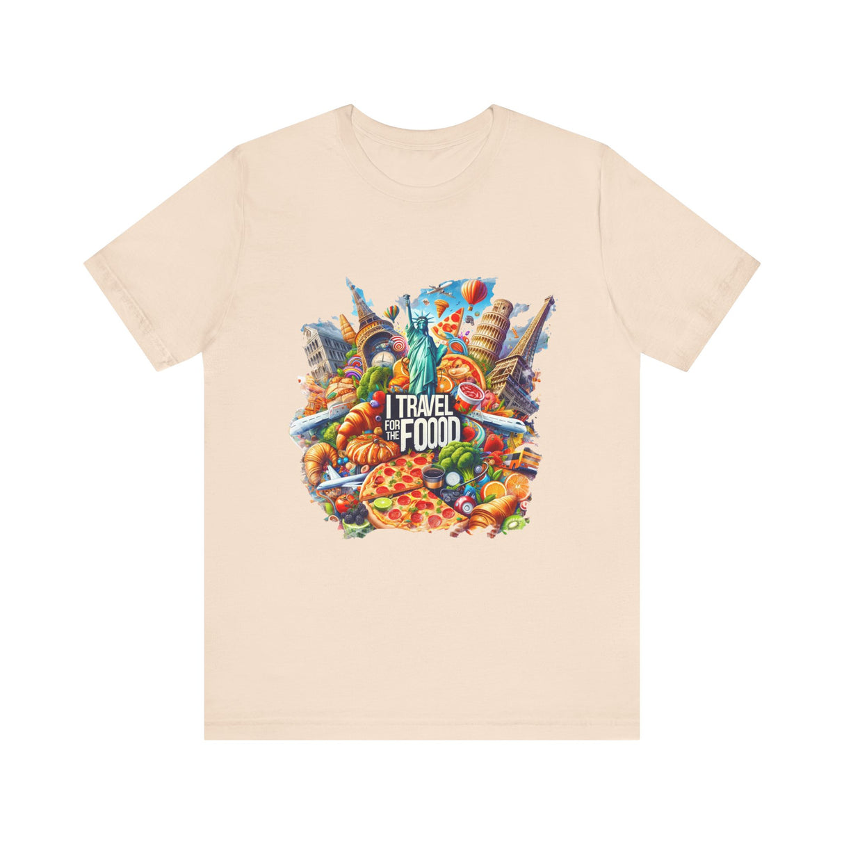 Camiseta "I Travel for The Food" a todo color