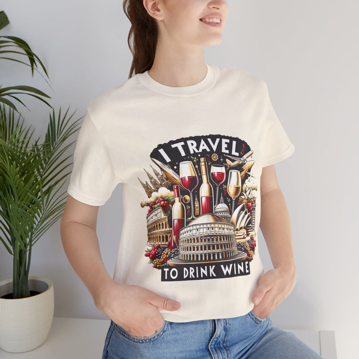 "I Travel to Drink Wine" full color T-shirt
