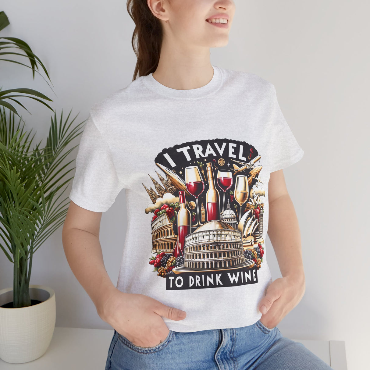 "I Travel to Drink Wine" full color T-shirt