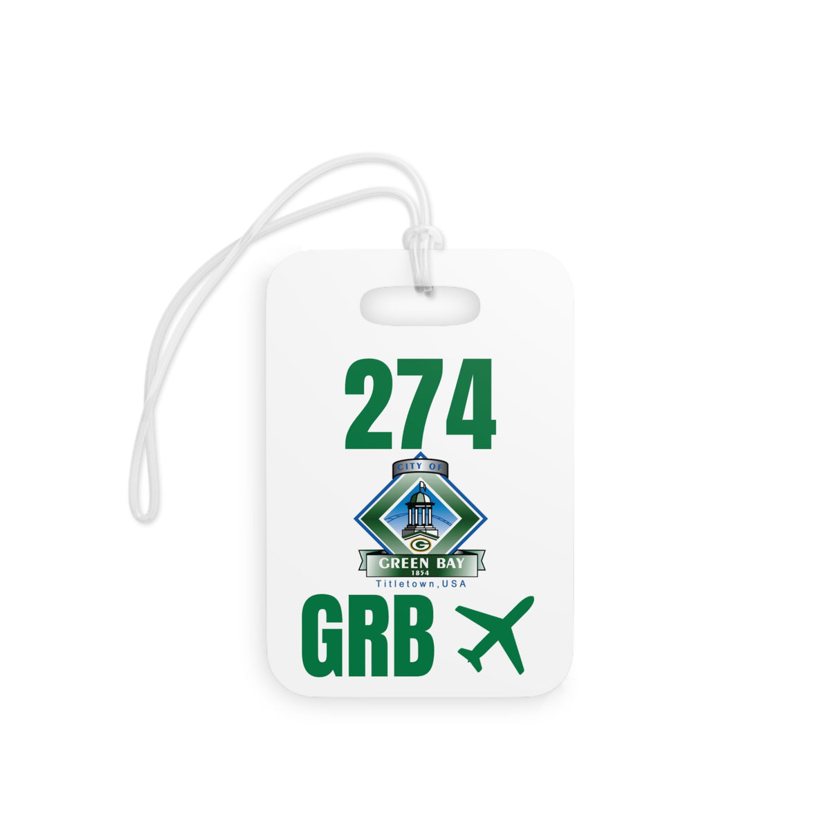 Green Bay Wisconsin, Area Code / Airport Tag for Bags and Luggage - 274 / GRB
