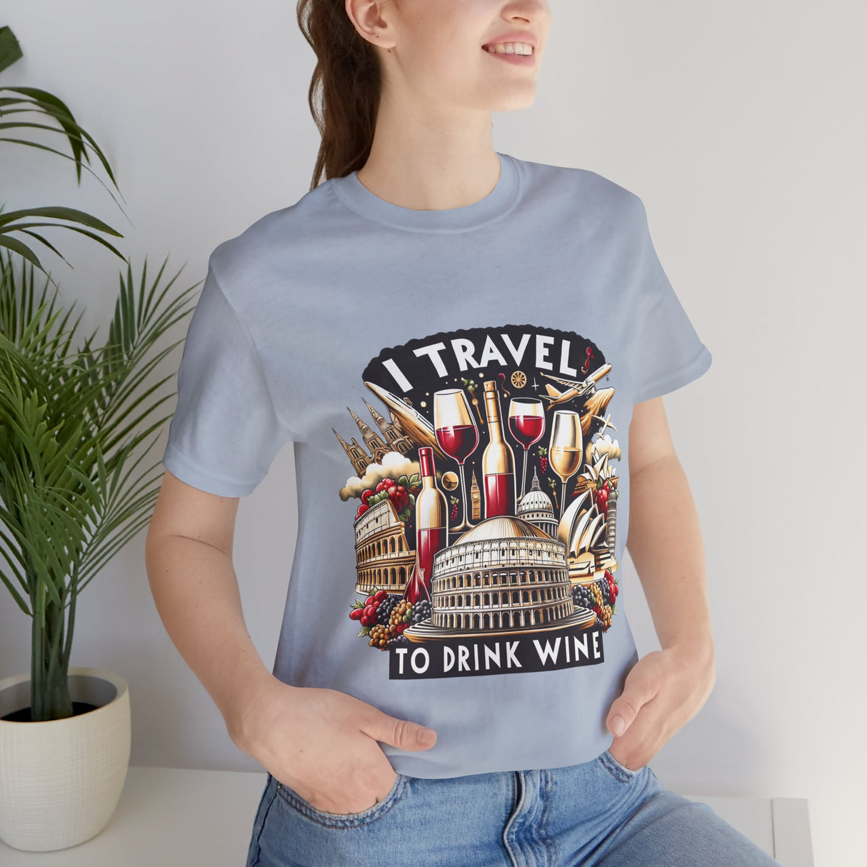 "I Travel to Drink Wine" full color T-shirt
