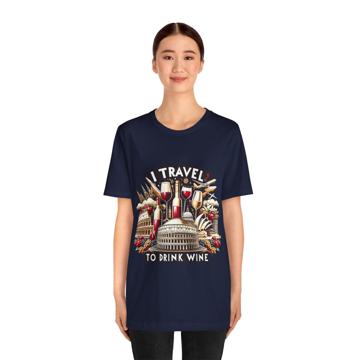 "I Travel to Drink Wine" full color T-shirt