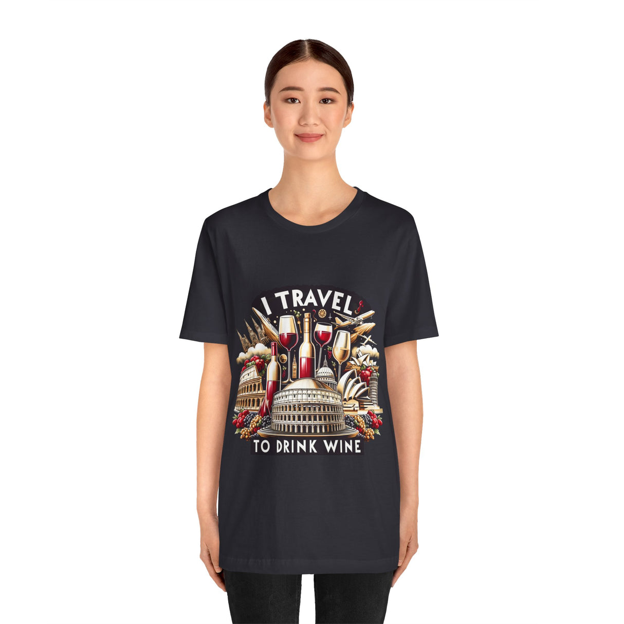 "I Travel to Drink Wine" full color T-shirt