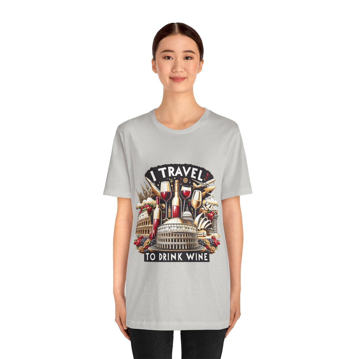 "I Travel to Drink Wine" full color T-shirt
