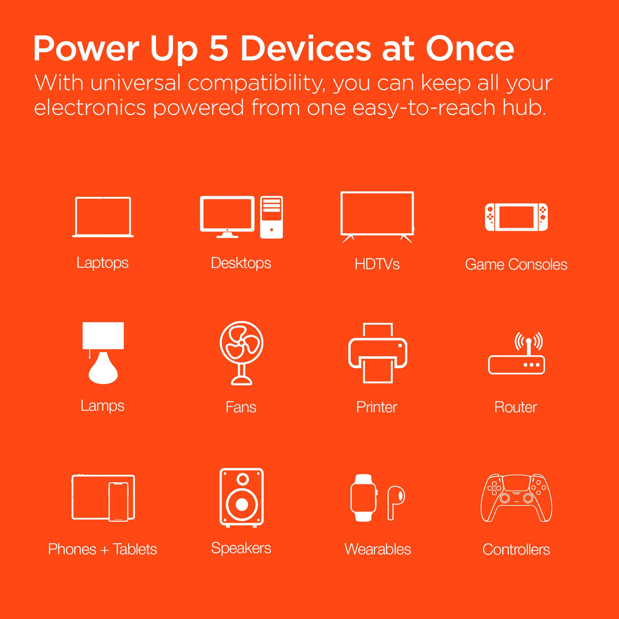 CUBE Multi-Port Power Strip Extension Cord | White by Hypergear