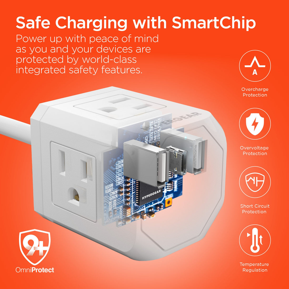 CUBE Multi-Port Power Strip Extension Cord | White by Hypergear