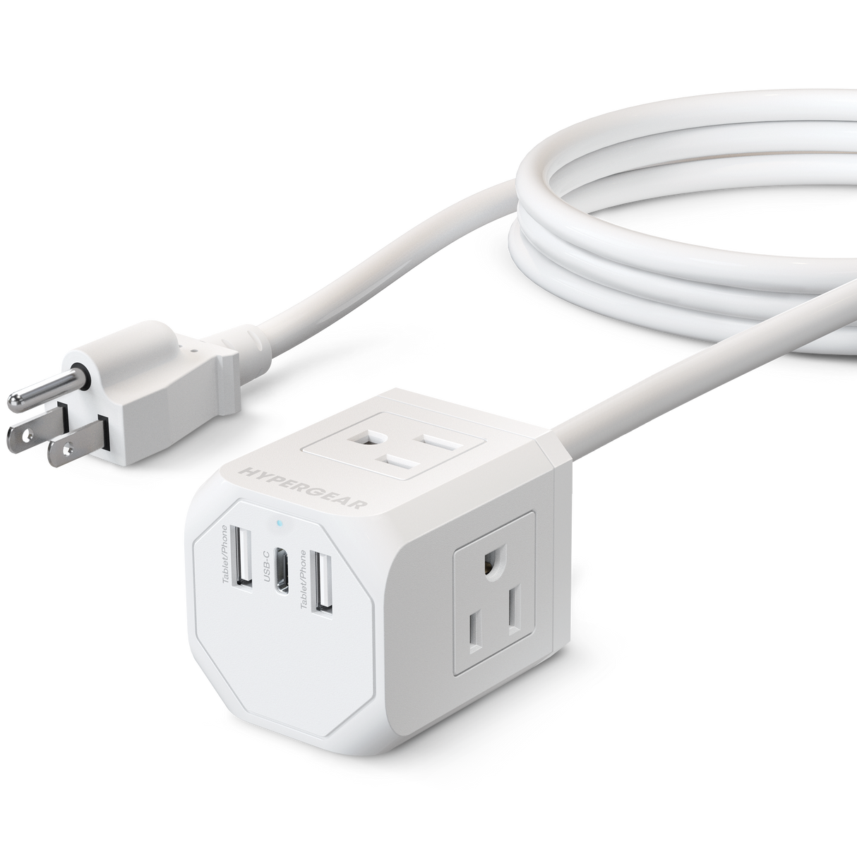 CUBE Multi-Port Power Strip Extension Cord | White by Hypergear