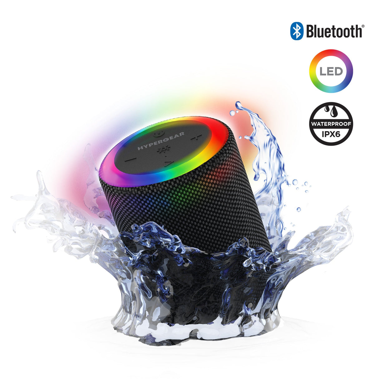 Halo Waterproof LED Wirelss Speaker - 2 sizes, by Hypergear