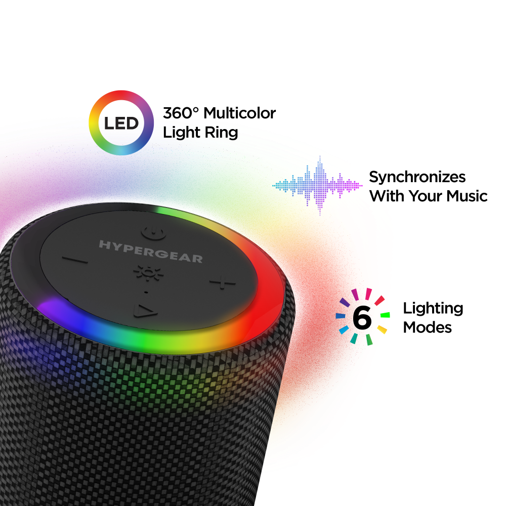Halo Waterproof LED Wirelss Speaker - 2 sizes, by Hypergear
