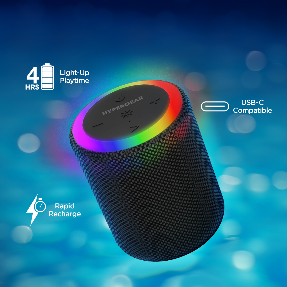 Halo Waterproof LED Wirelss Speaker - 2 sizes, by Hypergear