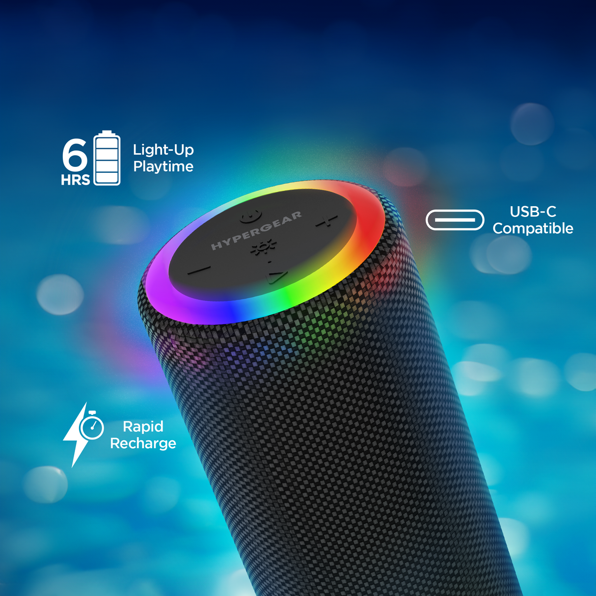 Halo Waterproof LED Wirelss Speaker - 2 sizes, by Hypergear