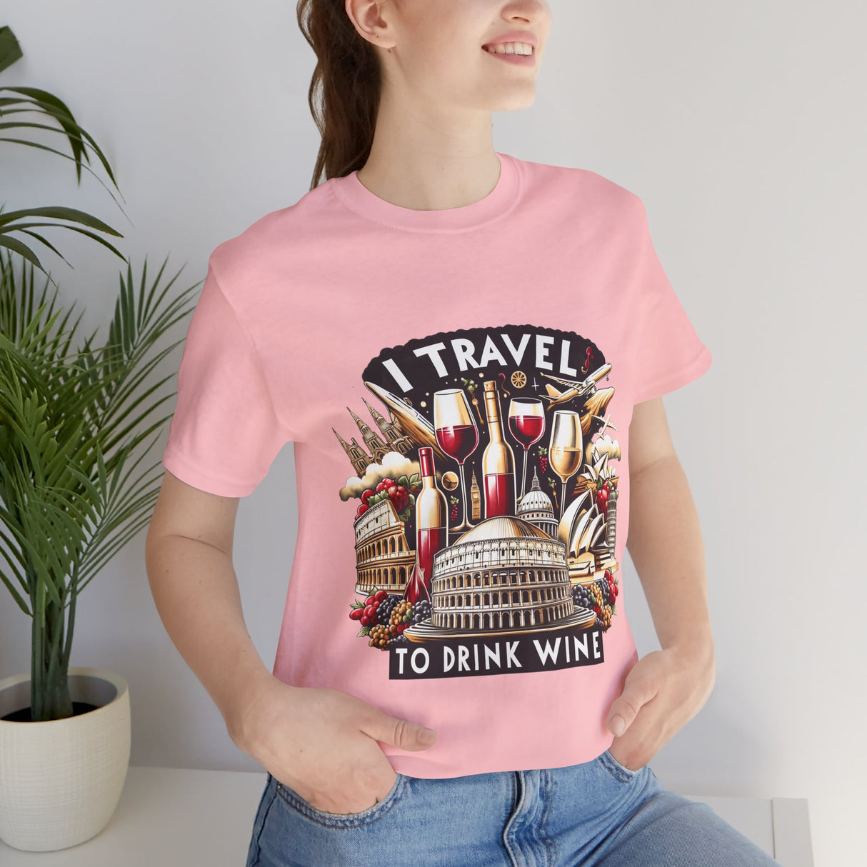 "I Travel to Drink Wine" full color T-shirt