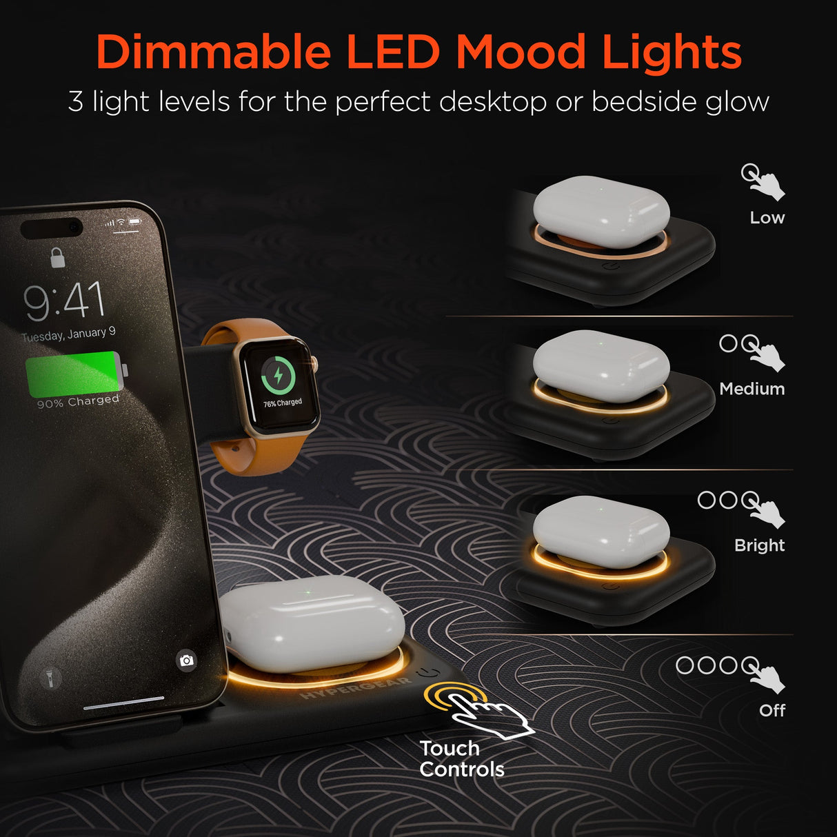 PowerFold X-Ray 4-in-1 Foldable Wireless Charging Stand with 15W Wireless Fast Charge | Black
