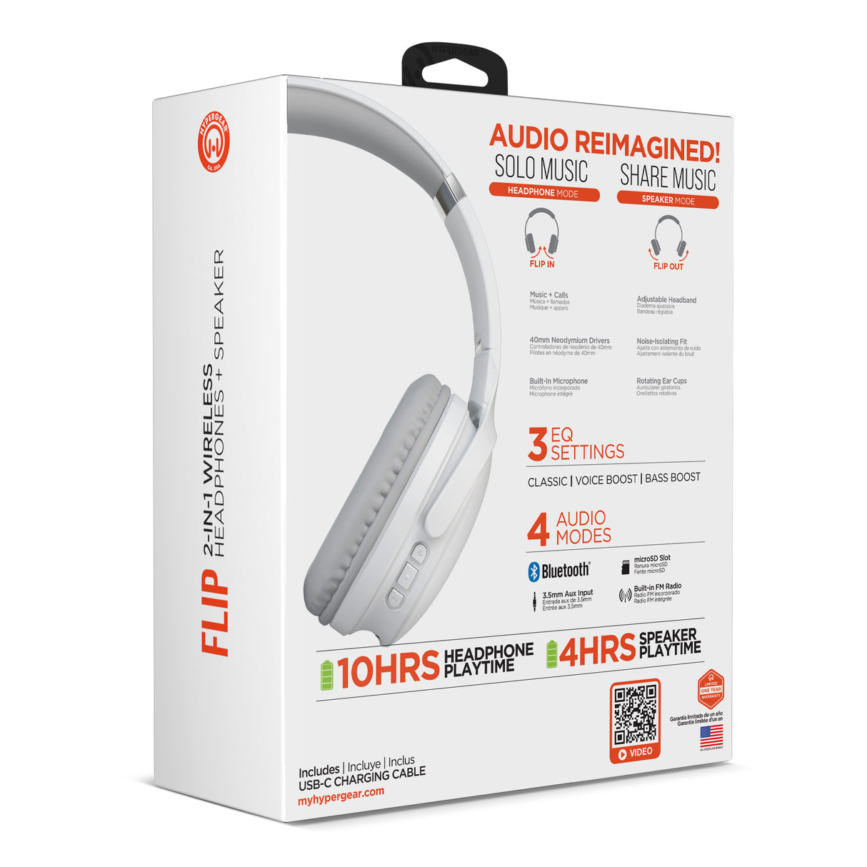 Flip 2-in-1 Wireless Headphones + Speaker by Hypergear