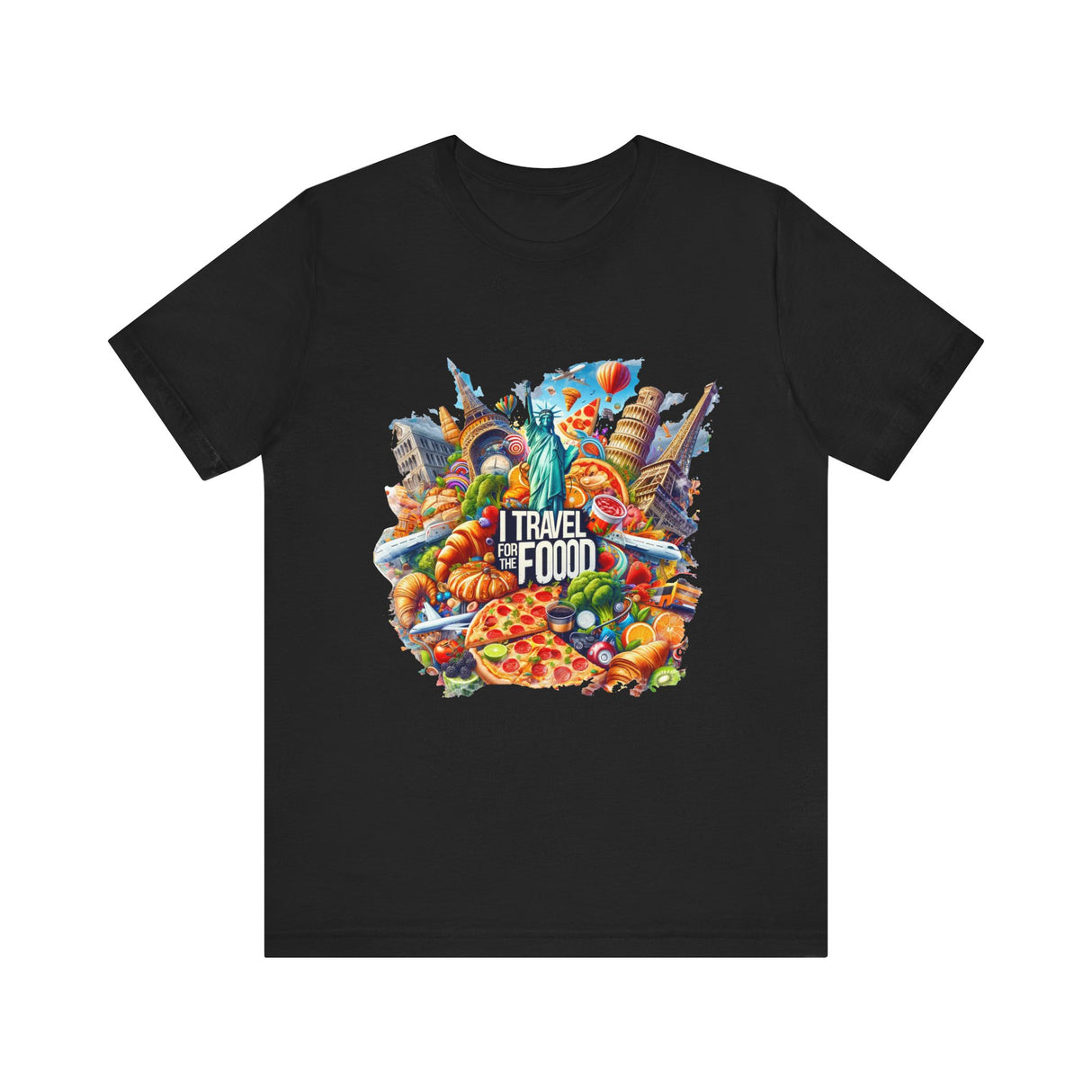Camiseta "I Travel for The Food" a todo color