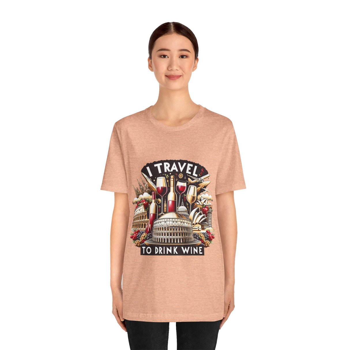 "I Travel to Drink Wine" full color T-shirt